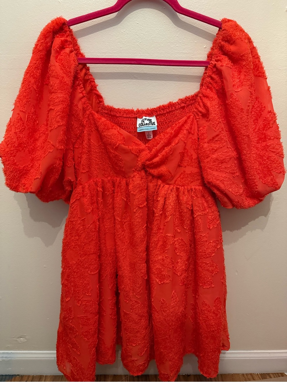 Future collective Gabriella Karefa- Johnson red-orange textured dress Medium